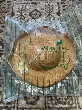 Magnolia Lane Tan Straw Hat with Olive Trim and Embroidered Floral Logo